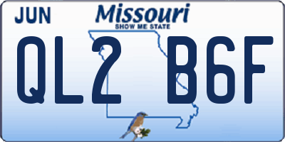 MO license plate QL2B6F