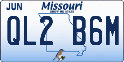 MO license plate QL2B6M