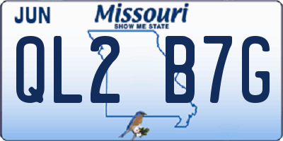 MO license plate QL2B7G