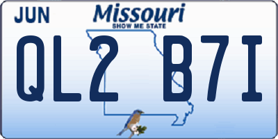 MO license plate QL2B7I