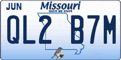 MO license plate QL2B7M