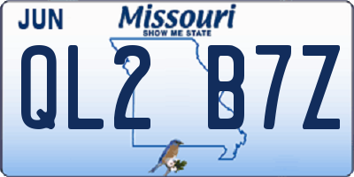 MO license plate QL2B7Z