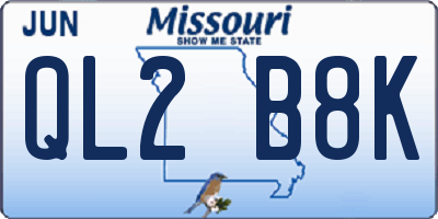 MO license plate QL2B8K