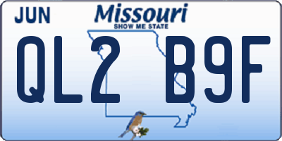 MO license plate QL2B9F