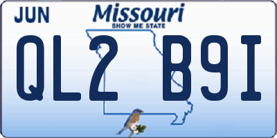 MO license plate QL2B9I