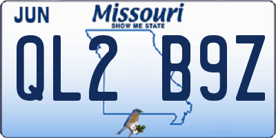 MO license plate QL2B9Z