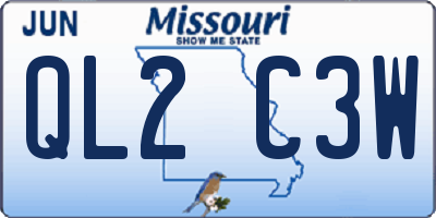MO license plate QL2C3W