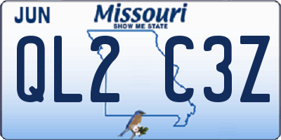 MO license plate QL2C3Z