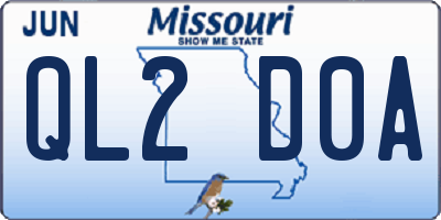 MO license plate QL2D0A