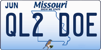 MO license plate QL2D0E