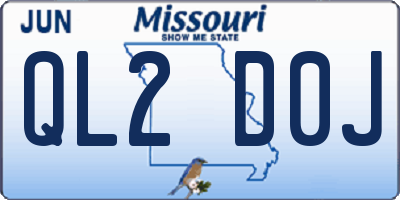 MO license plate QL2D0J