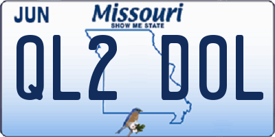 MO license plate QL2D0L