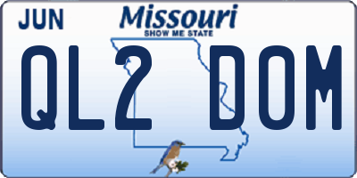 MO license plate QL2D0M