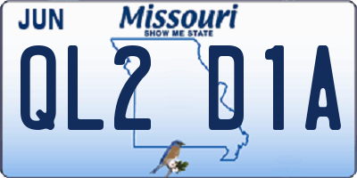 MO license plate QL2D1A