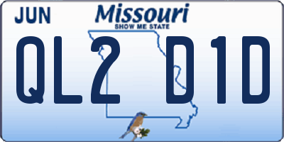 MO license plate QL2D1D