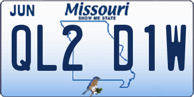 MO license plate QL2D1W