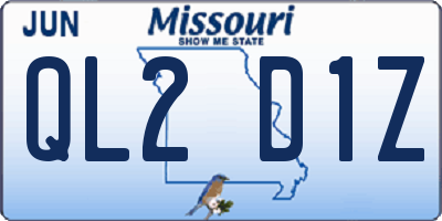 MO license plate QL2D1Z