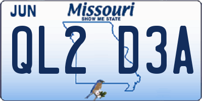 MO license plate QL2D3A
