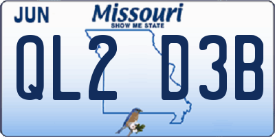MO license plate QL2D3B