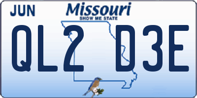 MO license plate QL2D3E