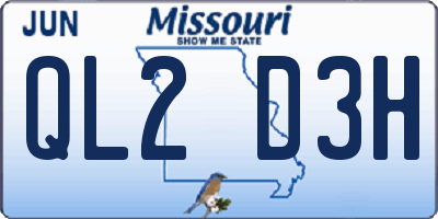 MO license plate QL2D3H