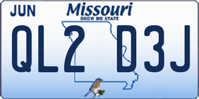 MO license plate QL2D3J