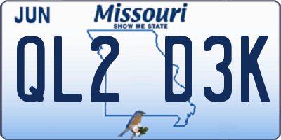 MO license plate QL2D3K