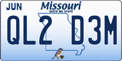 MO license plate QL2D3M