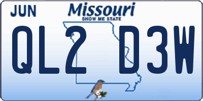 MO license plate QL2D3W