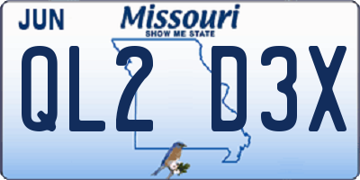 MO license plate QL2D3X