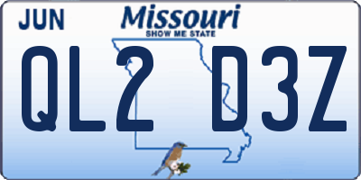 MO license plate QL2D3Z
