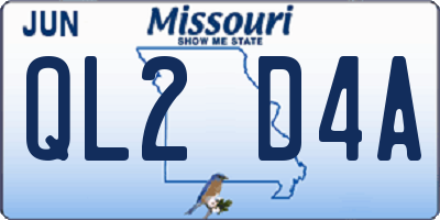 MO license plate QL2D4A