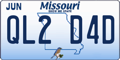 MO license plate QL2D4D