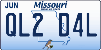 MO license plate QL2D4L