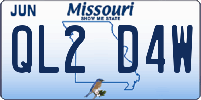 MO license plate QL2D4W