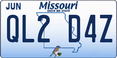 MO license plate QL2D4Z