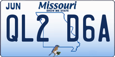 MO license plate QL2D6A