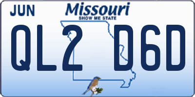 MO license plate QL2D6D