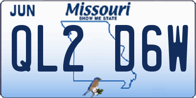 MO license plate QL2D6W
