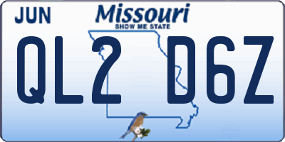 MO license plate QL2D6Z