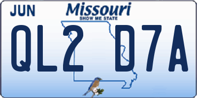 MO license plate QL2D7A