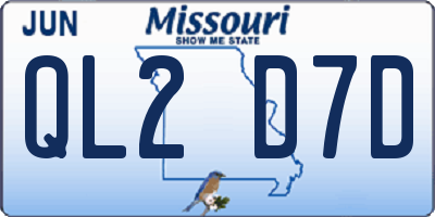 MO license plate QL2D7D