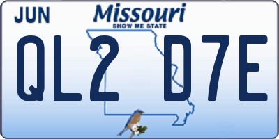 MO license plate QL2D7E