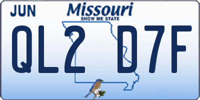 MO license plate QL2D7F