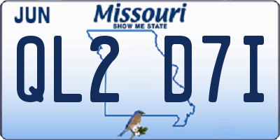 MO license plate QL2D7I