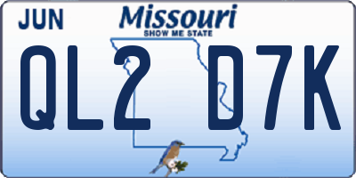 MO license plate QL2D7K
