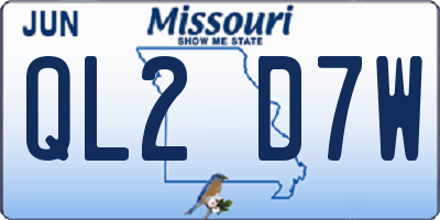 MO license plate QL2D7W