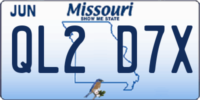 MO license plate QL2D7X