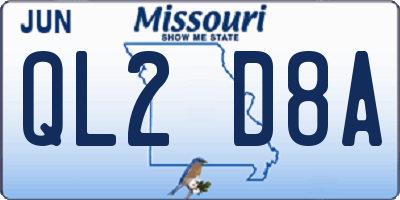 MO license plate QL2D8A