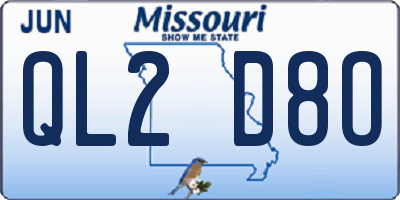 MO license plate QL2D8O